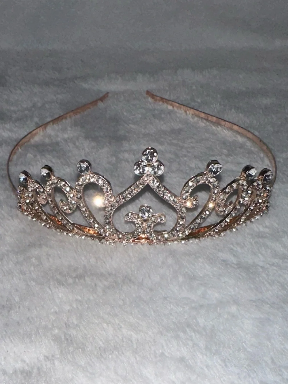 Rose Gold Rhinestone Tiara Princess Crown